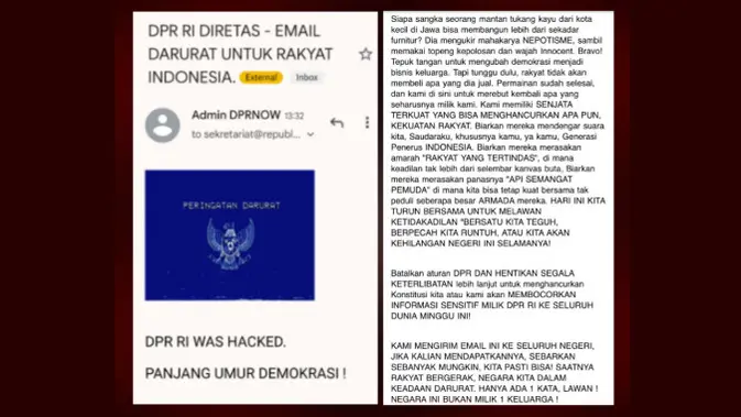 <p>Email DPR RI Diduga Diretas, Hacker Ancam Bocorkan Informasi Sensitif ke Internet. (Doc: IndoPopBase | X)</p>