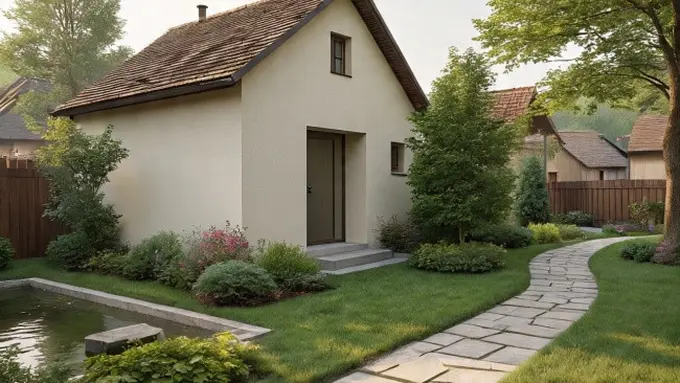 Rumah Minimalis 5x7 Meter di Desa dengan Taman (Sumber Gambar: Meta AI)