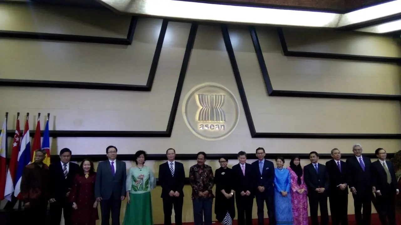 Menlu Retno Marsudi berkomentar soal gempa Lombok di acara peringatan 51 tahun ASEAN. (Liputan6.com/Afra Augesti)