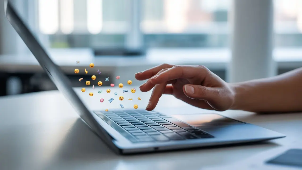cara emoji di laptop