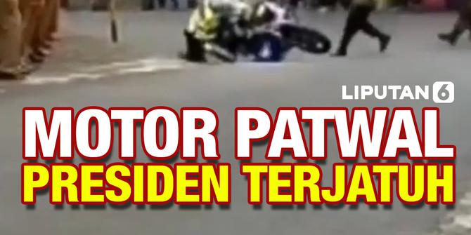 VIDEO: Terekam Detik-Detik Motor Patwal Presiden Terjatuh