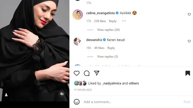 Celine Evangelista kembali tampil memakai hijab (Foto: Instagram @fadi.iskandar)