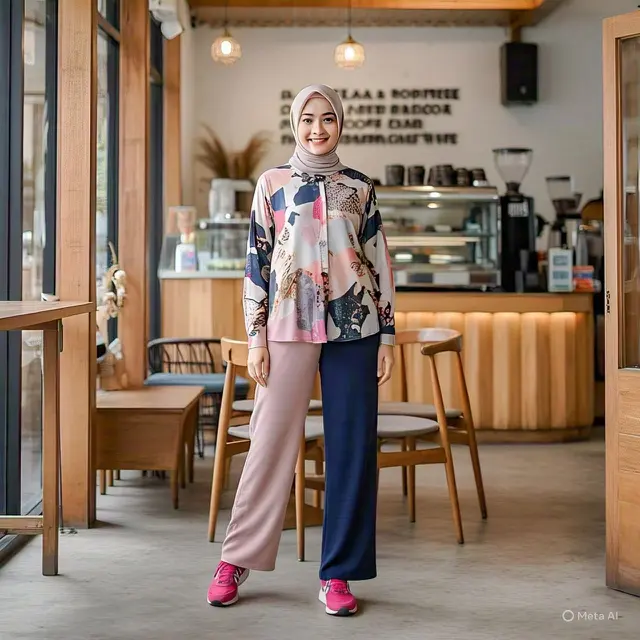 Ide Padanan Model Celana Palazzo & Blouse/via Meta AI