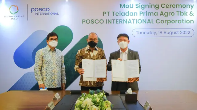 PT Teladan Prima Agro Tbk (TLDN) telah menandatangani Nota Kesepahaman (MoU) dengan perusahaan asal Korea Selatan (Korsel), Posco International Corporation (PIC) di Jakarta, Kamis 18 Agustus 2022.