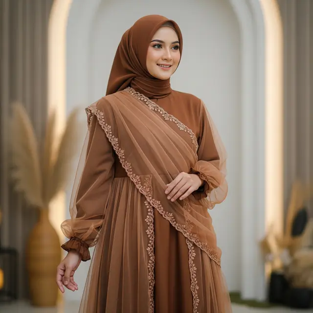 Gamis Batik Brokat Rich Rown (Image by Gemini AI)