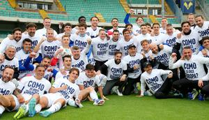 Como 1907 setelah kemenangan 1-0 atas Verona pada laga pekan ke-36 Serie A 2025/2026, Minggu (10-5-2026). (Dok. X @Como_1907)