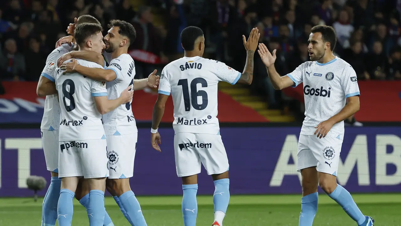 Selebrasi pemain Girona di LaLiga