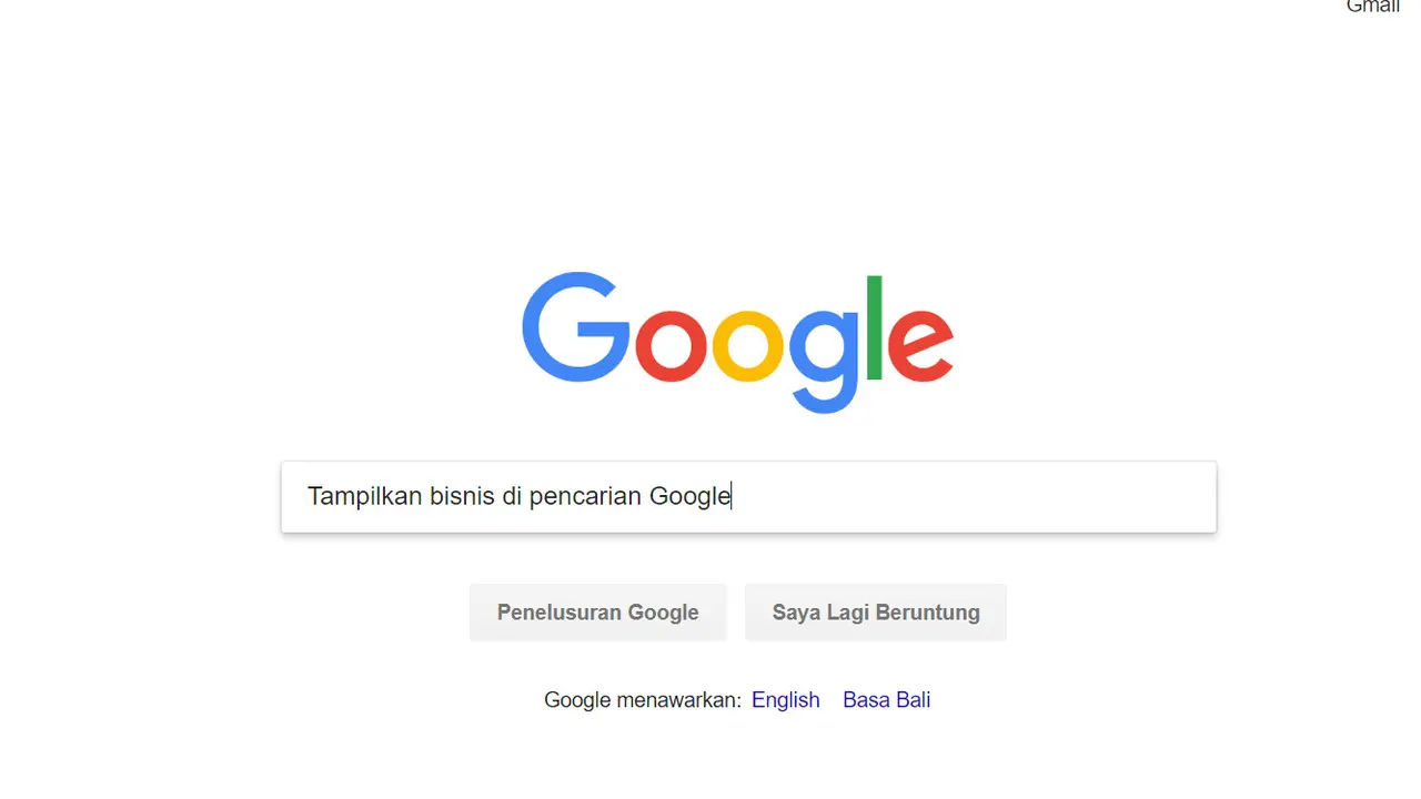 Tampak depan mesin pencarian Google