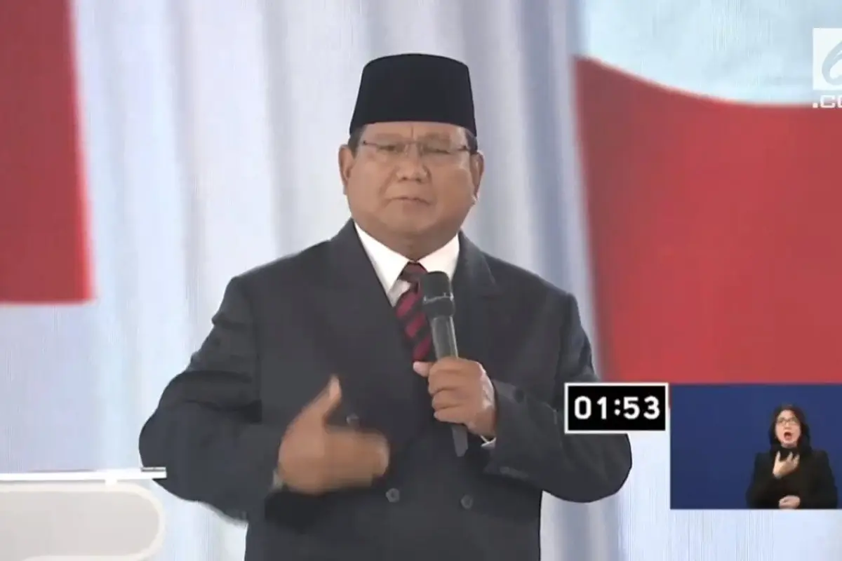 Calon Presiden nomor urut 02 Prabowo Subianto dalam debat keempat Pilpres 2019. (Liputan6.com)