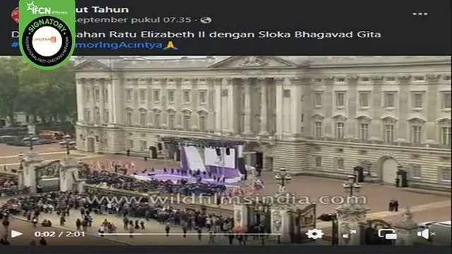 Gambar Tangkapan Layar Video yang Diklaim Doa Perpisahan untuk Mendiang Ratu Elizabeth II (sumber: Facebook).