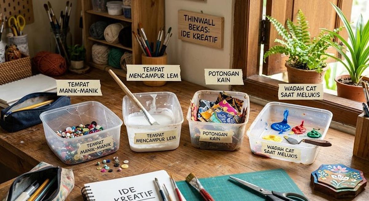 Thinwall Pecah Bisa Buat Apa? Ini Ide Kreatif Memanfaatkan Wadah Plastik Bekas (AI Generated)