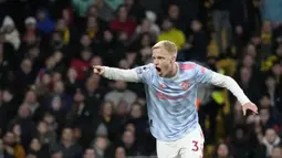 Padahal, permainan setan merah baru saja bergairah usai Donny van de Beek masuk di babak kedua. Diberikan kesempatan oleh Ole, van de Beek memperlihatkan permainan atraktif bagi Manchester. (AP Photo/Frank Augstein)