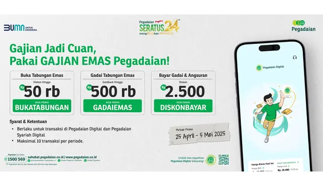 Promo Gajian Emas, Serbu Berbagai Diskon dan Goldback Lewat Pegadaian Digital