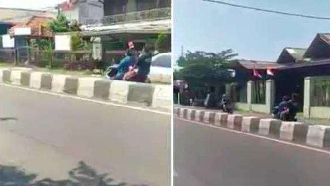 Emak-emak lawan arus (Tangkapan layar video Facebook Blandowe Kw)