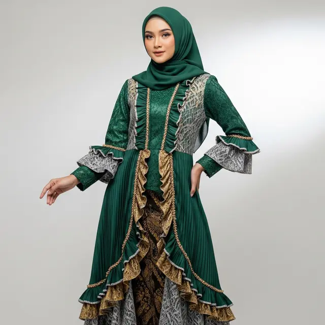 Gamis Rempel Kombinasi Bahan