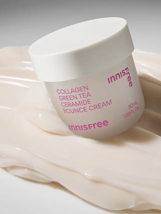 Pelembap Collagen Green Tea Ceramide Bounce Cream dari Innisfree