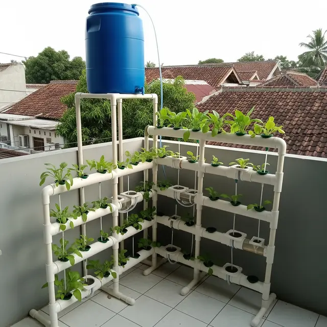 Rak Vertikal dari Pipa PVC untuk Kebun Sayur di Rumah Sempit (Image by Gemini AI)