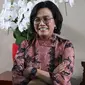 Menteri keuangan Sri Mulyani saat di wawancarai oleh liputan6 di Kementerian Keuangan, Jakarta, Kamis (16/3/2023). (Liputan6.com/Herman Zakharia)