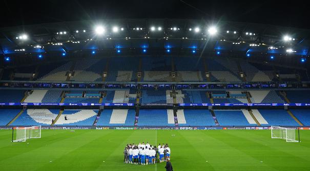 Real Madrid akan melakoni laga sengit pada leg 2 babak 16 besar Liga Champions 2026 melawan Manchester City. (AP Photo/PA/Martin Rickett)