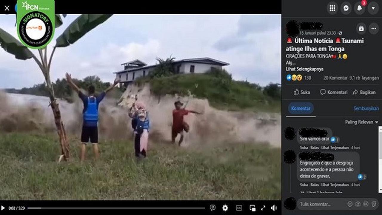 Gambar Tangkapan Layar Video yang Diklaim Peristiwa Tsunami di Tonga (sumber: Facebook).