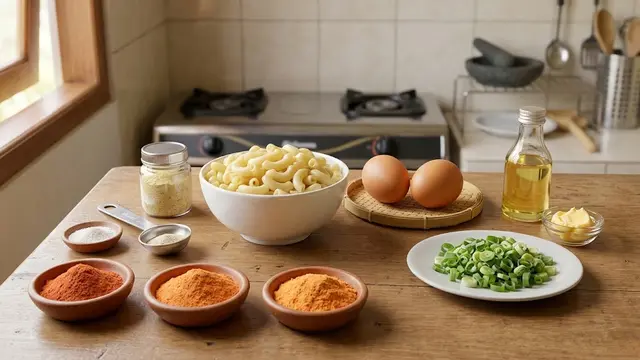 Bahan-Bahan untuk Makaroni Telur Goreng Gurih