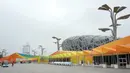 Foto pada 17 Agustus 2020 memperlihatkan lokasi outdoor sementara Pameran Perdagangan Jasa Internasional China (China International Fair for Trade in Services) di Beijing. Lokasi dan fasilitas outdoor sementara untuk pameran tersebut selesai dibangun pada Senin (17/8). (Xinhua/Zhang Chenlin)
