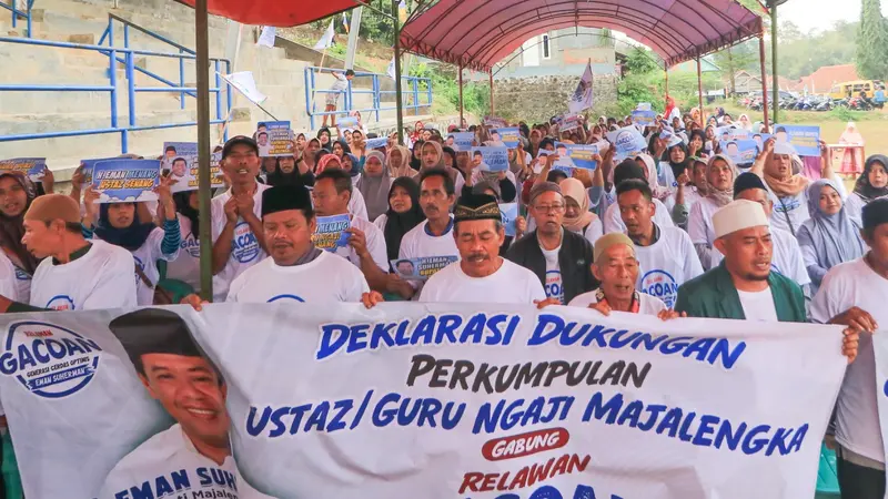 Perkumpulan Ustaz dan Guru Ngaji Majalengka deklarasi dukungan kepada Bakal Calon Bupati (Cabup) Majalengka Eman Suherman pada Pilkada 2024.