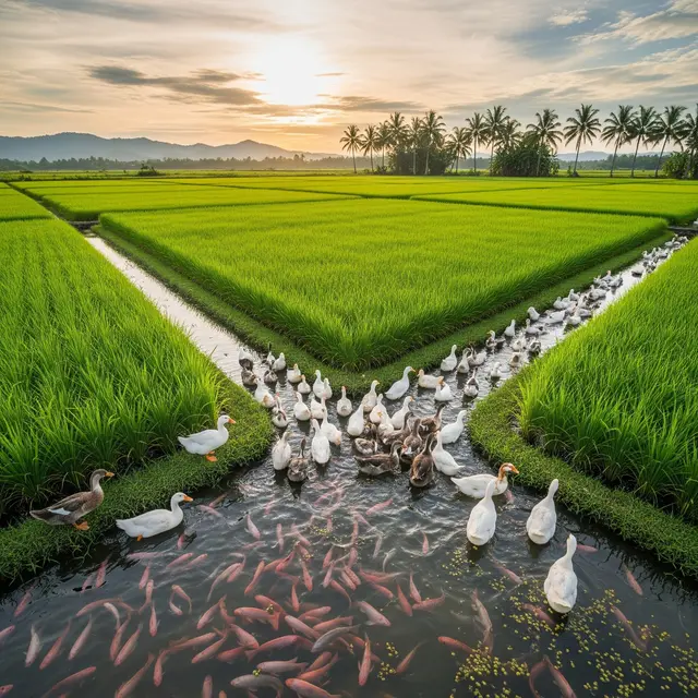 Model Ternak Bebek dan Tanam Padi Sederhana untuk Hemat Biaya Pakan (Image by Gemini AI)