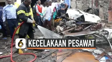 Sebuah pesawat dengan 17 penumpang dan dua kru jatuh ke kawasan perumahan di kota Goma di Republik Demokratik Kongo bagian timur pada Minggu (24/11/2019) waktu lokal.