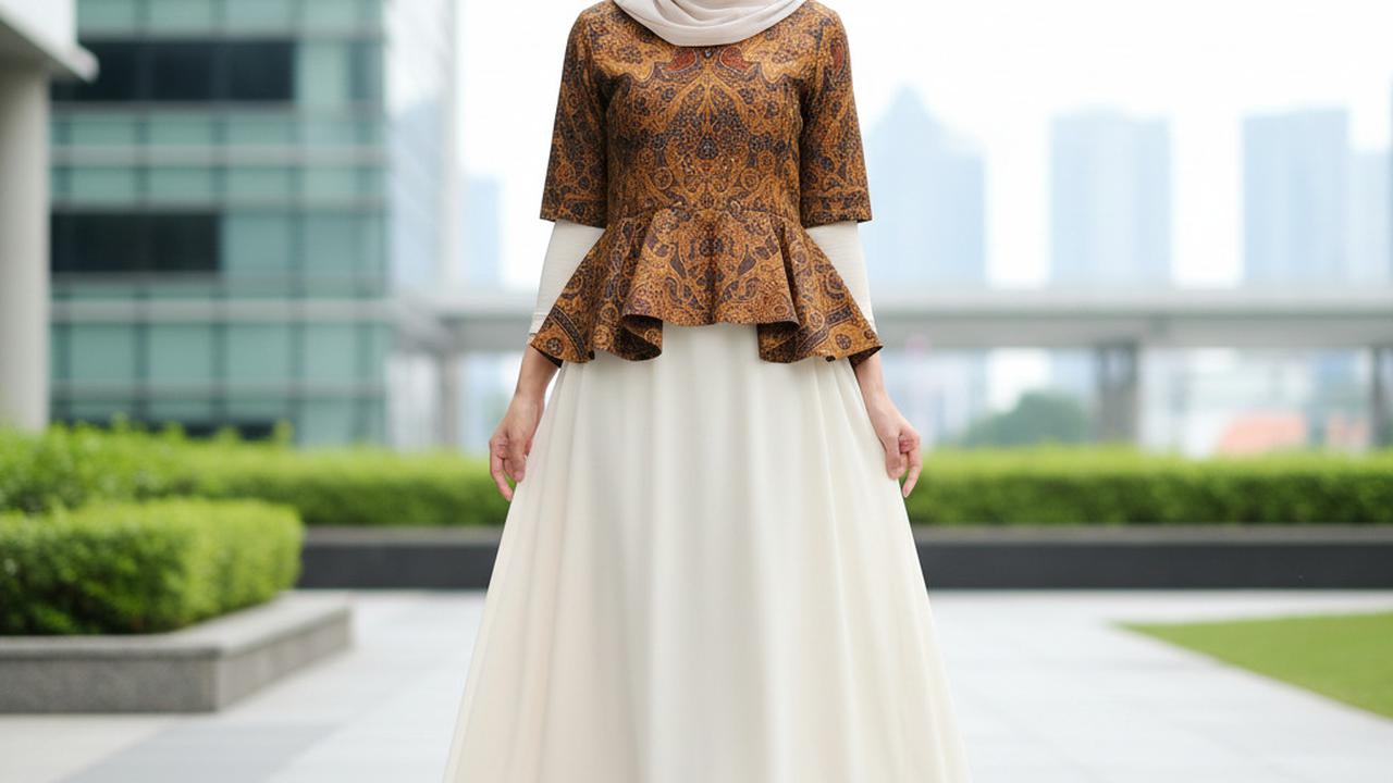 Model Gamis Terbaru Batik Kombinasi Sifon