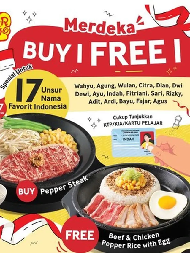 Pepper Lunch Merdeka Beli 1 Gratis 1