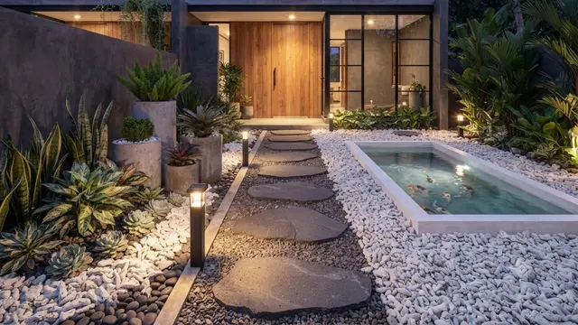 Taman Zen Kecil untuk Halaman Depan yang Sempit