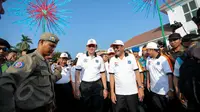 Gubernur DKI, Basuki Tjahaja Purnama dan Wagub Djarot Saiful Hidayat menghadiri pembukaan perayaan HUT Jakarta yang ke-488, di Taman Fatahillah, Jakarta, Minggu (31/5/2015). (Liputan6.com/Faizal Fanani)