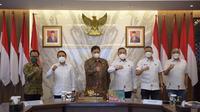 Menko Koordinator Bidang Perekonomian Airlangga Hartarto  menggelar pertemuan dengan PSSI, PT LIB dan Kemenpora (Dok: Kemenko Bidang Perekonomian)
