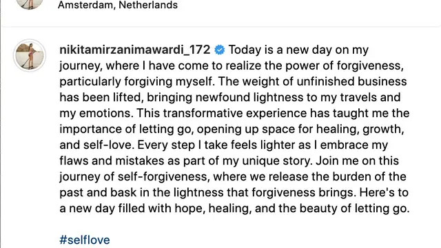 Unggahan Nikita Mirzani. (Foto: Dok. Instagram @nikitamirzanimawardi_172)