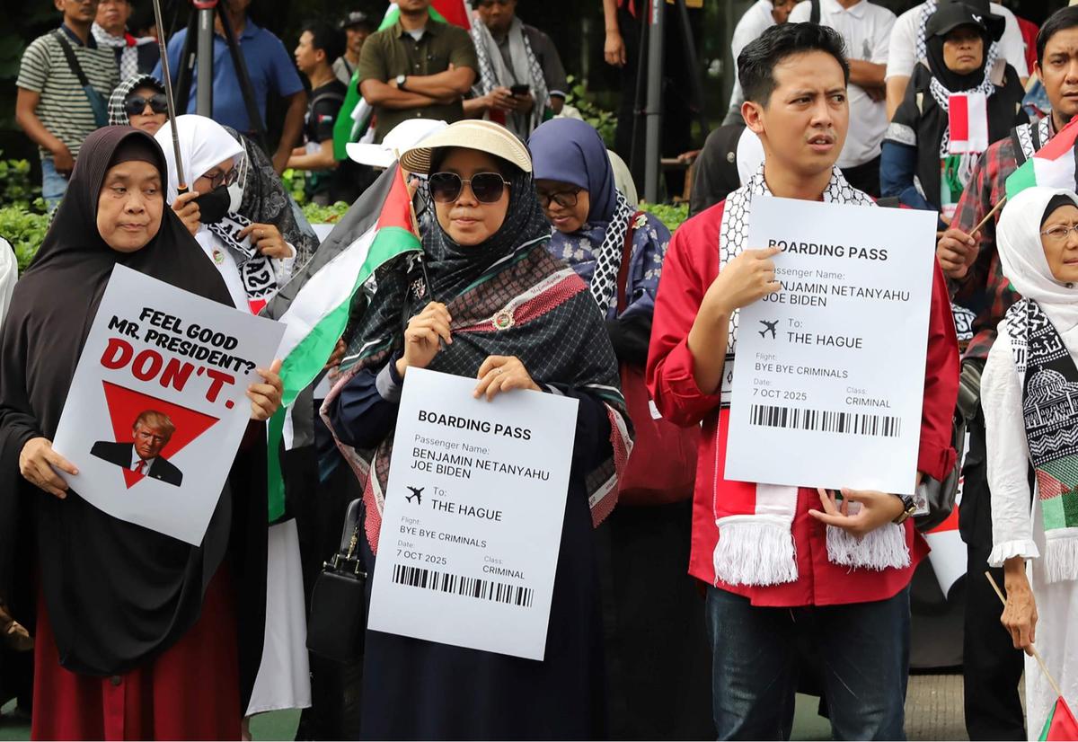 Aksi solidaritas untuk Jalur Gaza di depan Kedupes AS