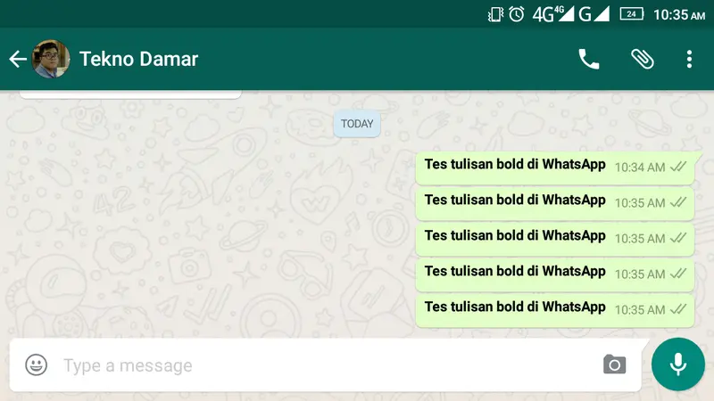 Tes tulisan bold di WhatsApp