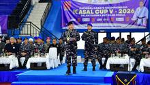Wakil Kepala Staf Angkatan Laut (Wakasal) Laksdya TNI Edwin, S.H., M.Han., M.H., membuka Kejuaraan Nasional Karate KASAL CUP V 2026 di GOR Ciracas, Jakarta Timur yang berlangsung pada Sabtu (04/04/2026) hingga Minggu (05/04/2026). (dok. TNI AL)