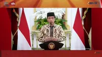 Presiden Joko Widodo (Jokowi) dalam Global Islamic Investment Forum merupakan acara tahunan Badan Pengelola Keuangan Haji (BPKH), Jumat (25/3/2022).
