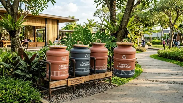 Ide Tempat Sampah Estetik dari Galon Bekas (AI Generated)
