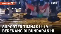 Timnas Indonesia Juara AFF U-19, Suporter Berenang Bareng di Kolam Bundaran HI