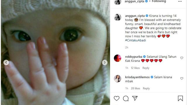 Kirana Cipta Montana Sasmi saat bayi (Foto: Instagram/@anggun_cipta)