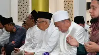 Wapres RI Ma’ruf Amin saat berada di dalam masjid Agung Awwal Fathul Mubien, Kota Manado, Sulut, Rabu (3/4/2024).