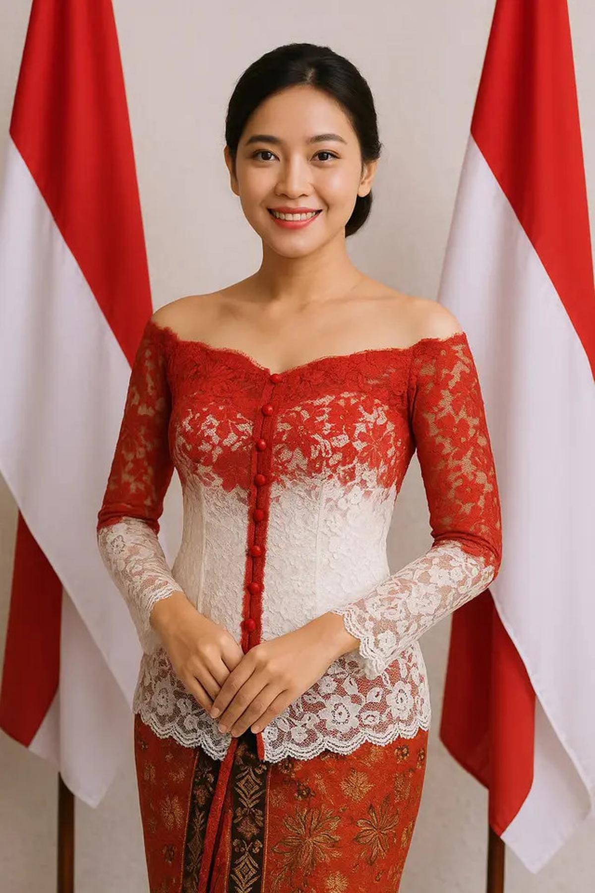 7 Model Kebaya Sabrina Kancing Depan Terbaru untuk Peringati Hari Kemerdekaan 17 Agustus 1945 HUT RI ke-80