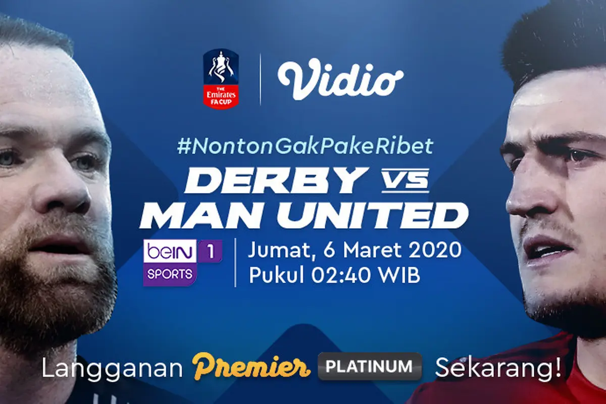 Saksikan Live Streaming Babak Kelima Piala FA: Derby County VS Manchester United Hanya di Vidio. sumberfoto: Vidio
