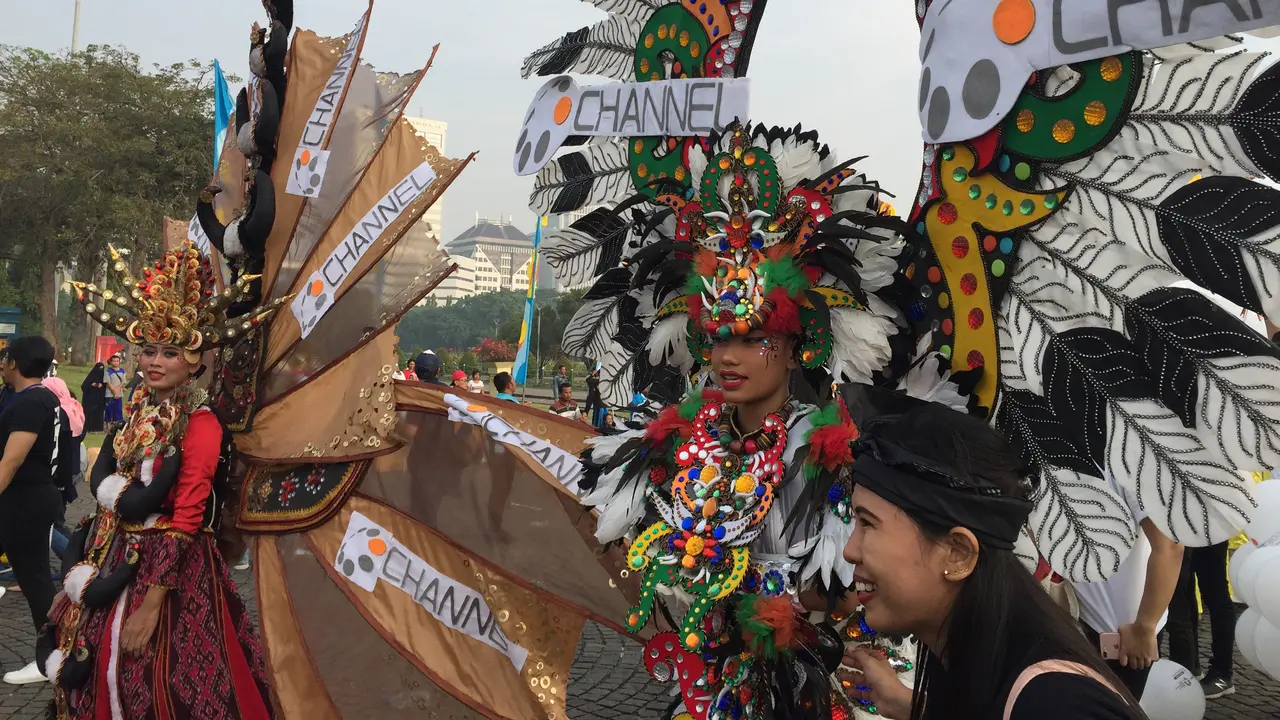 Parade Asian Games ini juga dilaksanakan secara bersamaan di kota Palembang. (Liputan6.com/Devira Prastiwi)