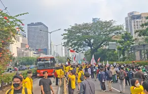 Kondisi demo mahasiswa di Bundaran HI (Foto: Rifqy/Liputan6.com)