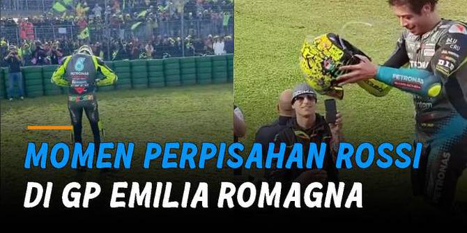 VIDEO: Momen Perpisahan Rossi di GP Emilia Romagna, Lempar Helm ke Fans