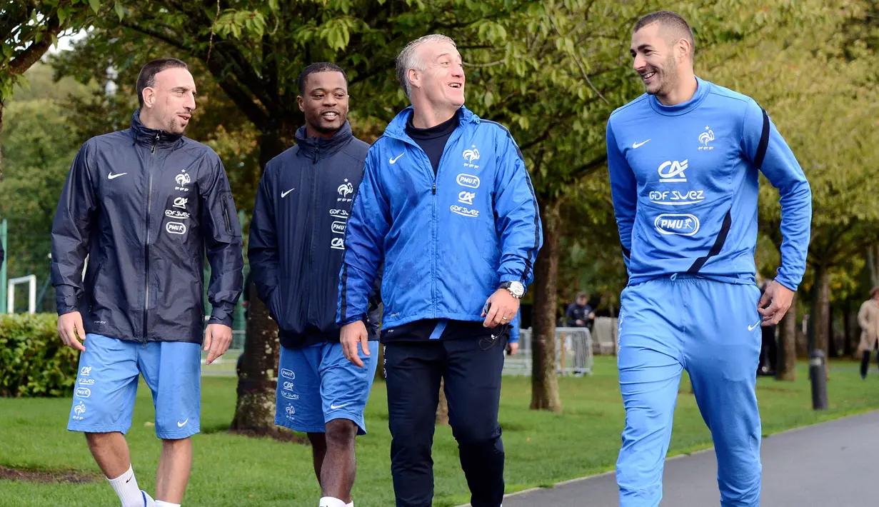 Ini menjadi kali pertama penyerang 33 tahun tersebut kembali mendapat panggilan sejak terakhir membela tim Les Bleus pada 2015 silam, sebelum kemudian terbelit skandal pemerasan. (AFP/Franck Fife)