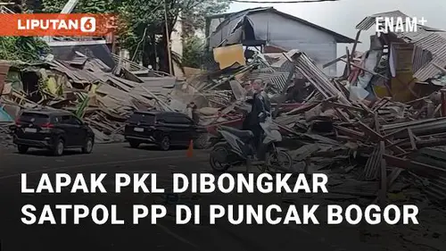 VIDEO: Detik-detik Ratusan Lapak PKL Dibongkar Satpol PP di Puncak Bogor